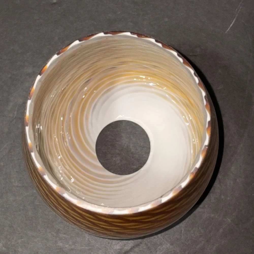 Amber Yellow Swirl Art Glass Lamp Shade Ribbed Hand Blown Replacement Globe 6